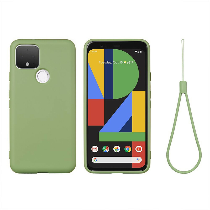 Google Pixel 4A 5G Hoesje Liquid Silicone Design met riem