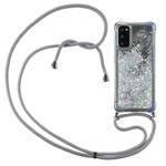 Samsung Galaxy S20 Glitter Hoesje met Lanyard