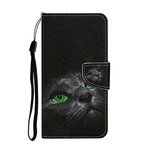 Samsung Galaxy S20 Ultra Hoesje Green Eyes Kat met Koord