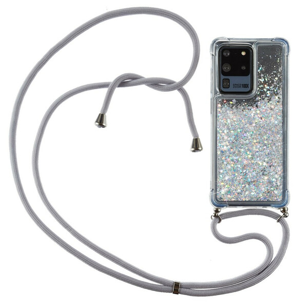 Samsung Galaxy S20 Ultra Glitter Hoesje met Lanyard