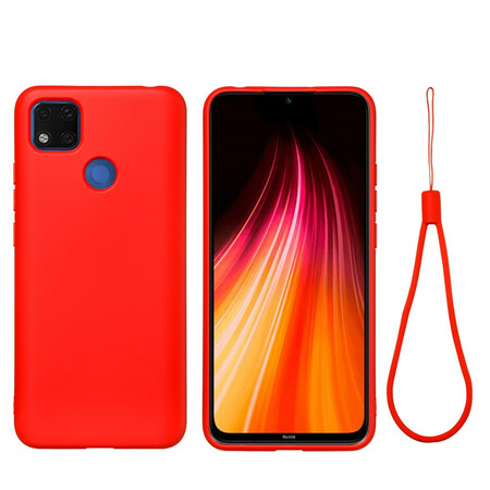 Xiaomi Redmi 9C Vloeibaar Silicone Geval met Koord
