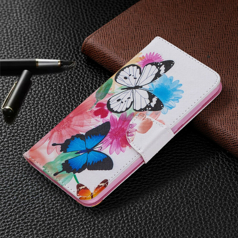Xiaomi Redmi Note 9 Vlinder en Bloem Geschilderd Hoesje