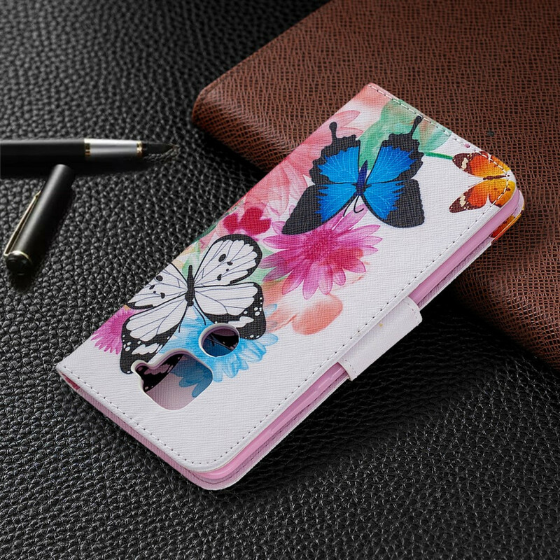 Xiaomi Redmi Note 9 Vlinder en Bloem Geschilderd Hoesje