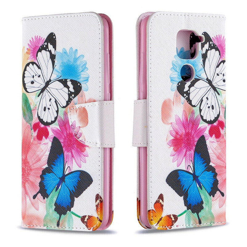 Xiaomi Redmi Note 9 Vlinder en bloem geschilderde case