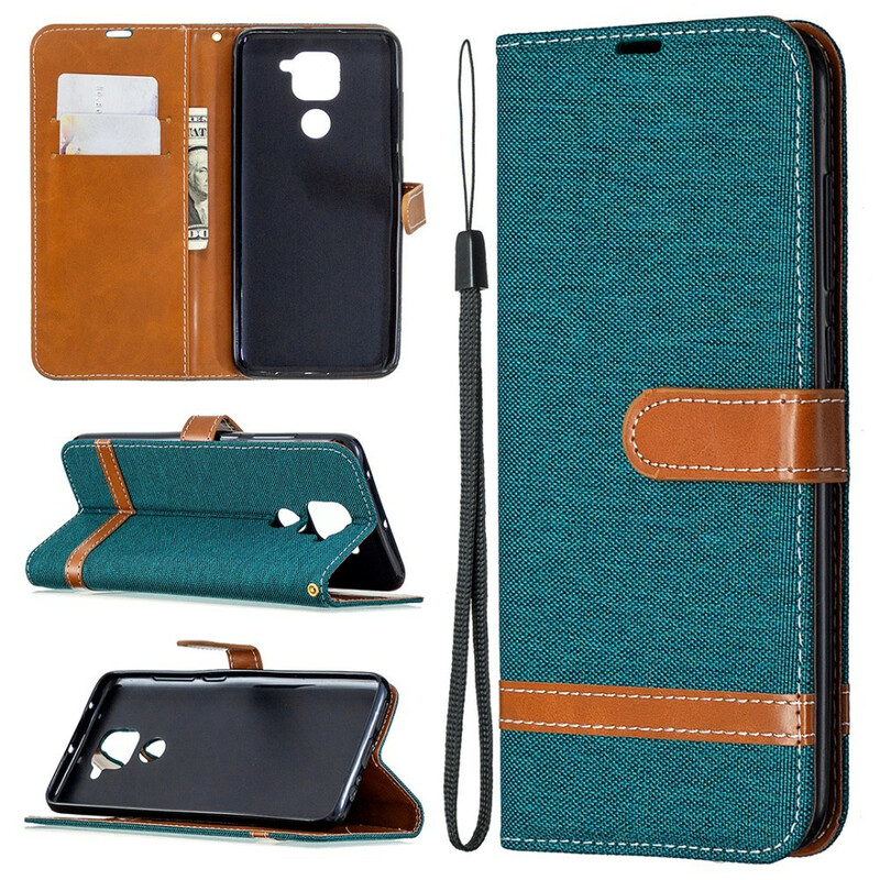 Xiaomi redmi Note 9 stof en leer effect case
