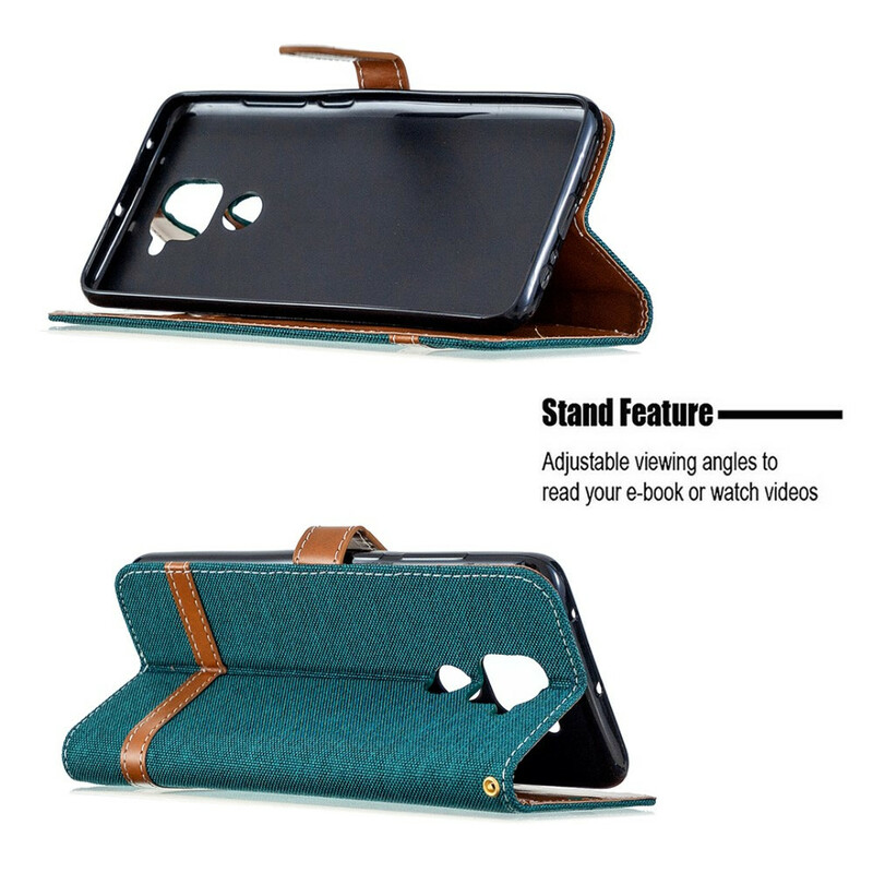 Xiaomi redmi Note 9 stof en leer effect case