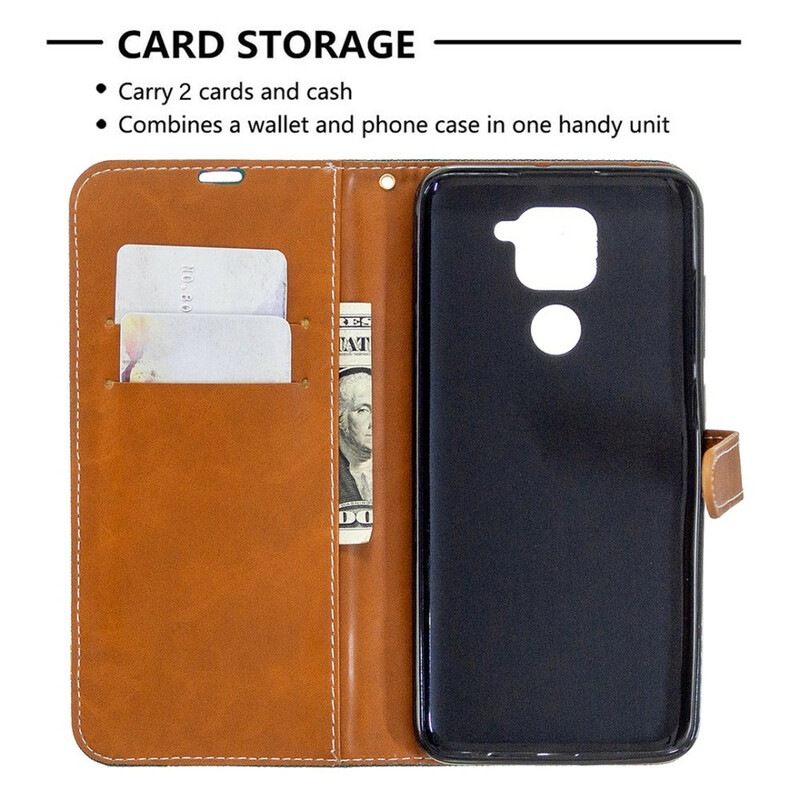 Xiaomi redmi Note 9 stof en leer effect case