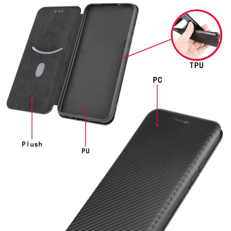 Flip Cover Oppo A53 Silicone Carbon Fiber Gekleurde