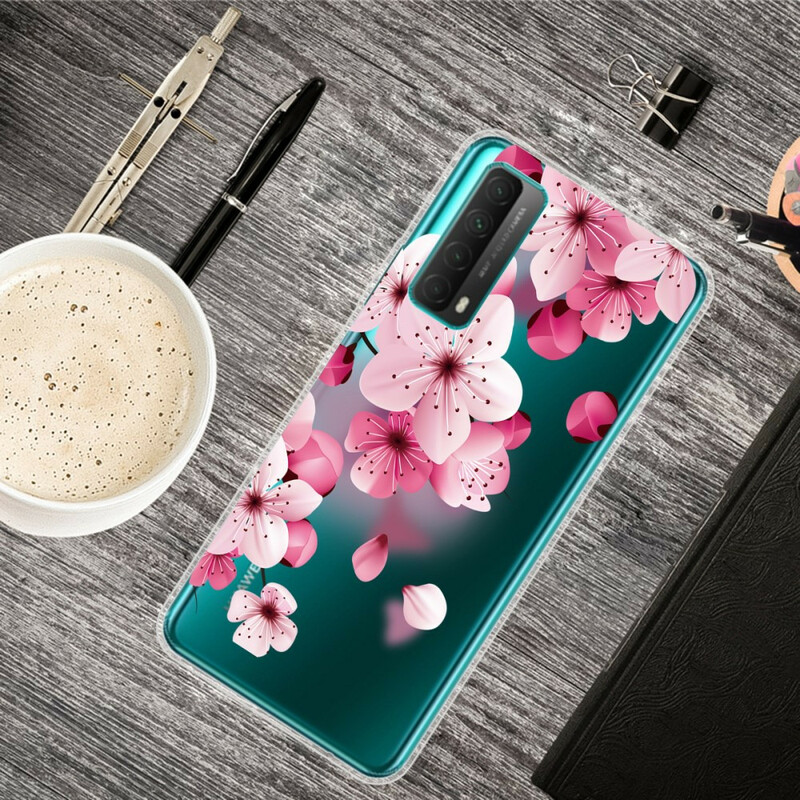 Huawei P smart Case 2021 Grote Roze Bloemen
