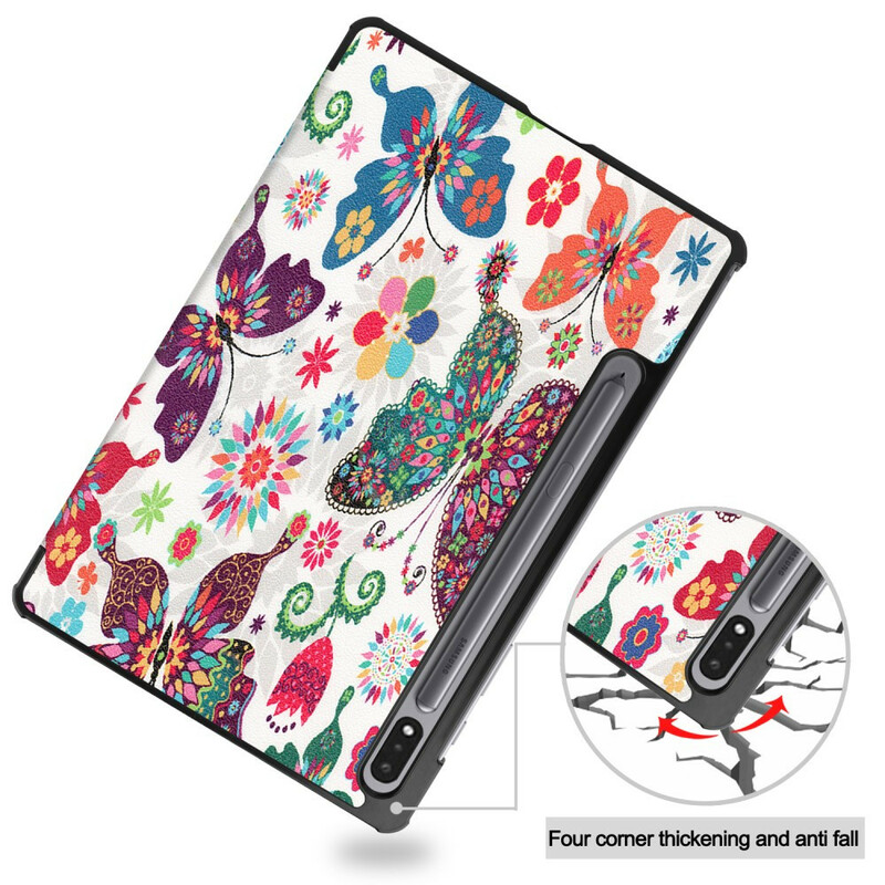 Smart Case Samsung Galaxy Tab S7 Stylus houder Vintage bloemen