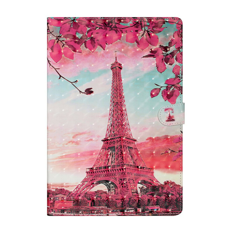 Samsung Galaxy Tab S7 Plus hoesje Eiffeltoren bloemen