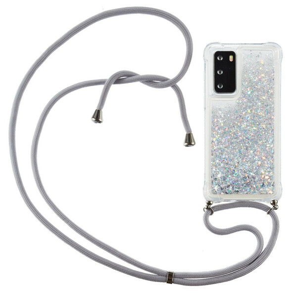 Huawei P40 Glitter Hoesje met koord