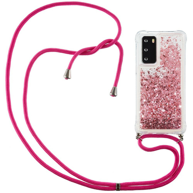 Huawei P40 Glitter Hoesje met koord