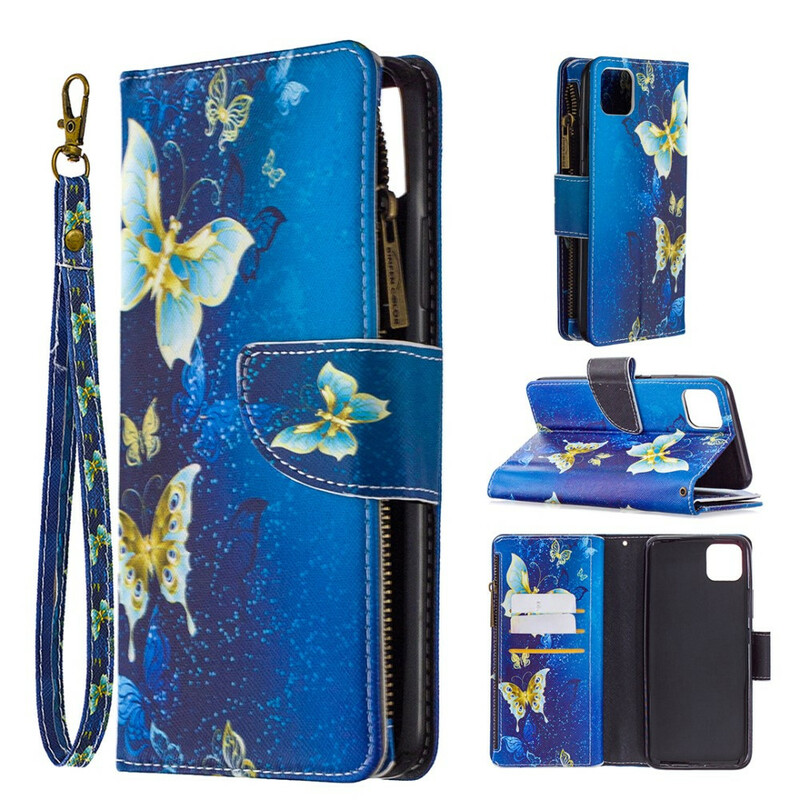 Realme C11 Zakje met rits Goud Vlinders