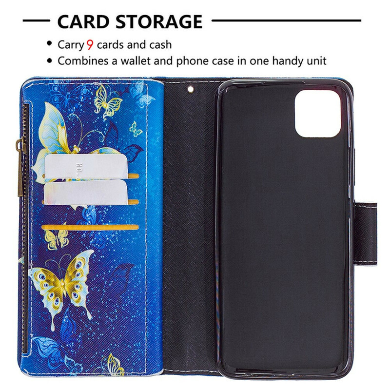 Realme C11 Zakje met rits Goud Vlinders