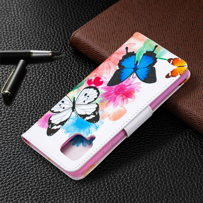 Samsung Galaxy A42 5G hoesje Beschilderde Vlinders en Bloemen