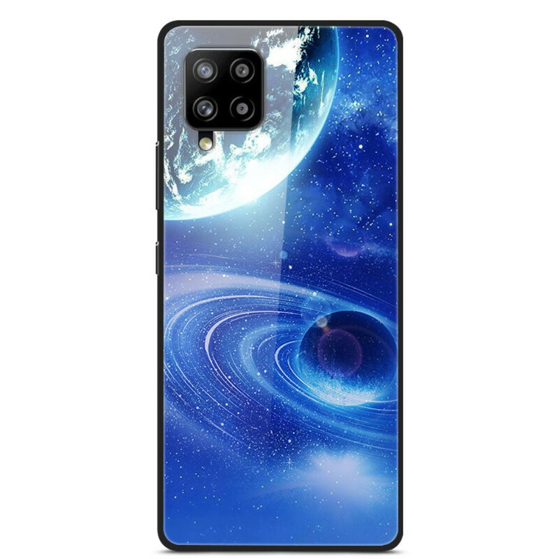Samsung Galaxy A42 5G glas en siliconen case planeten