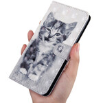 Samsung Galaxy A20s Kattenhoesje Zwart-Wit