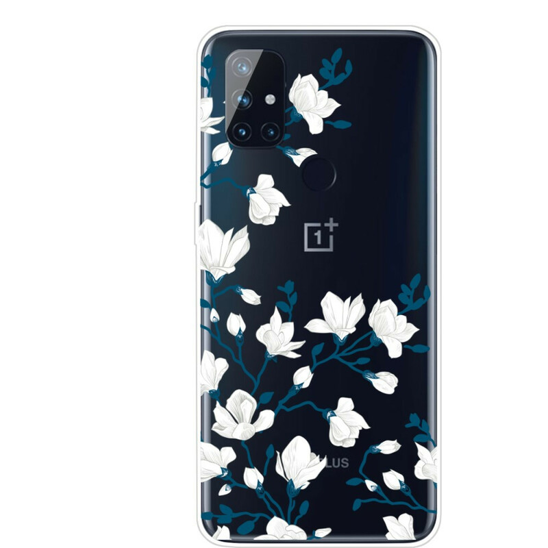 OnePlus North N100 Witte Bloemen Case