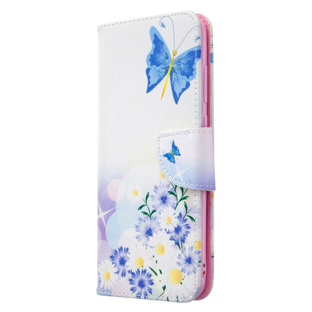 Samsung Galaxy M11 Hoesje Beschilderde Vlinders en Bloemen