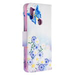 Samsung Galaxy M11 Hoesje Beschilderde Vlinders en Bloemen