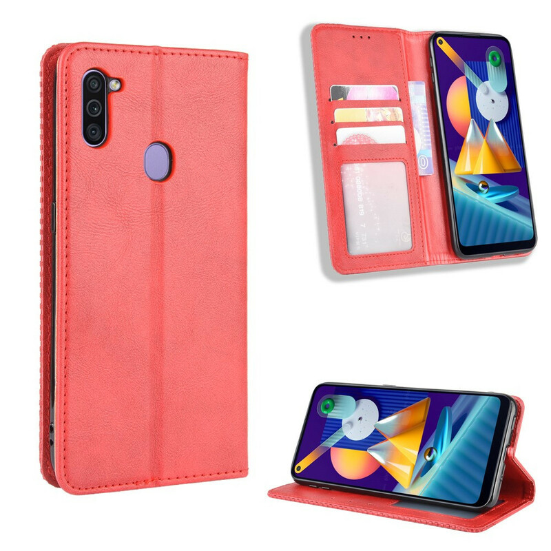Flip cover Samsung Galaxy M11 leer effect vintage stijlvol