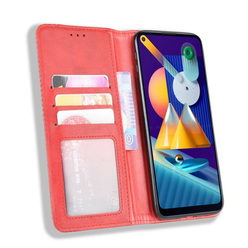 Flip cover Samsung Galaxy M11 leer effect vintage stijlvol