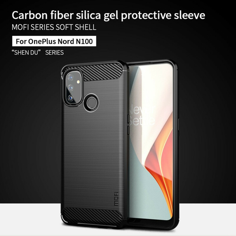 OnePlus Nord N100 geborsteld carbon fiber case MOFI
