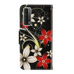 Hoesje Huawei P Smart 2021 Gekleurde bloemen met riem