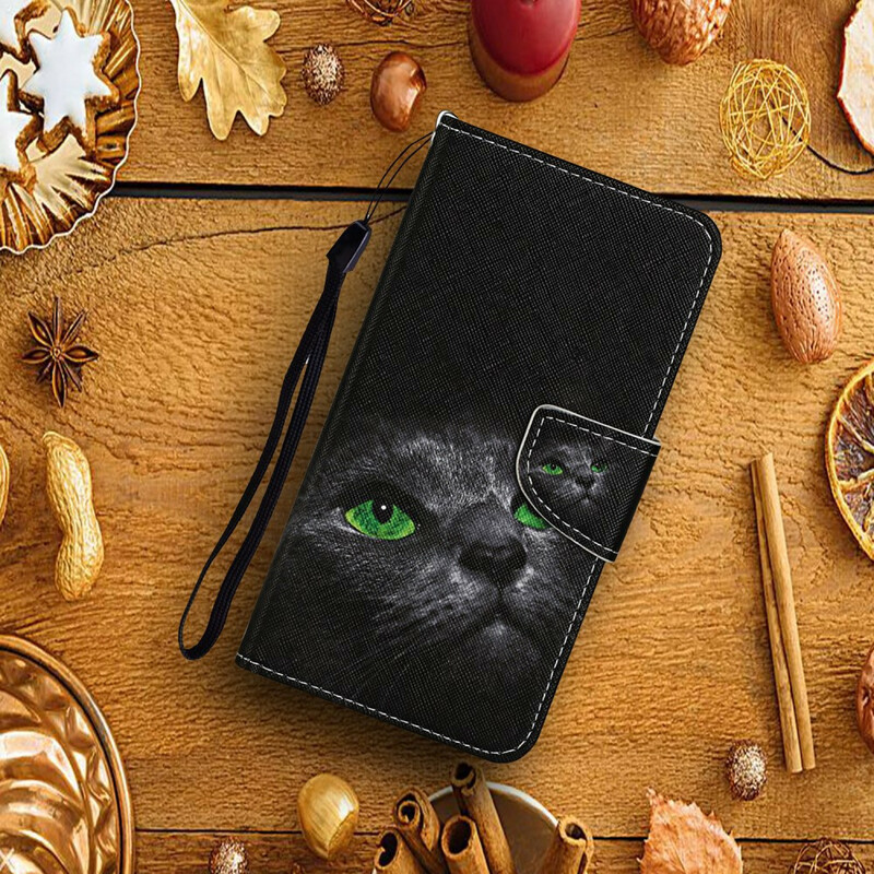 Hoesje Huawei P Smart 2021 Green-Eyed Cat met riempje