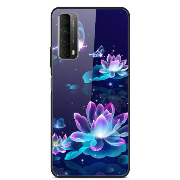 Huawei P Smart 2021 Case gehard glas Fancy bloemen