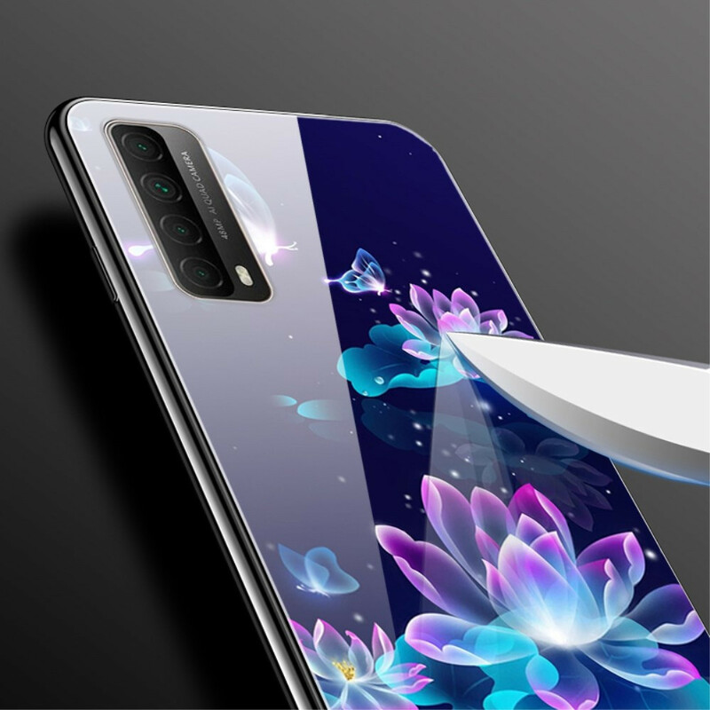 Huawei P Smart 2021 gehard glas case Fancy bloemen