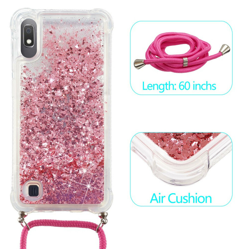 Samsung Galaxy A10 Glitter Hoesje met Lanyard