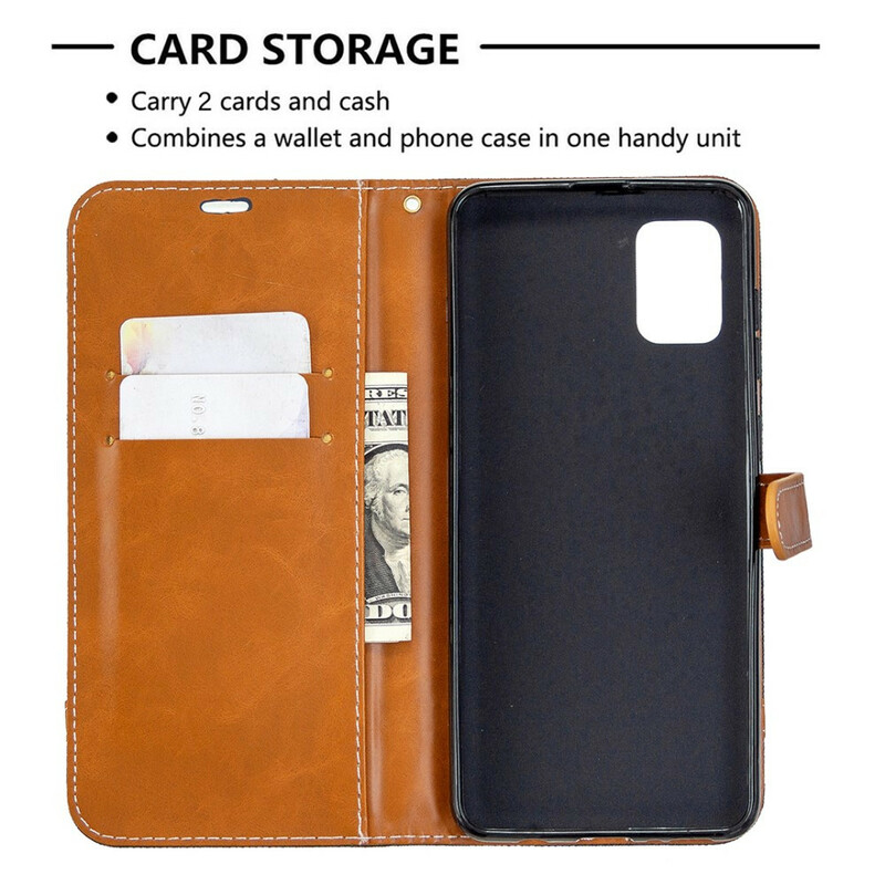 Samsung Galaxy A31 stof en leer effect case met riem