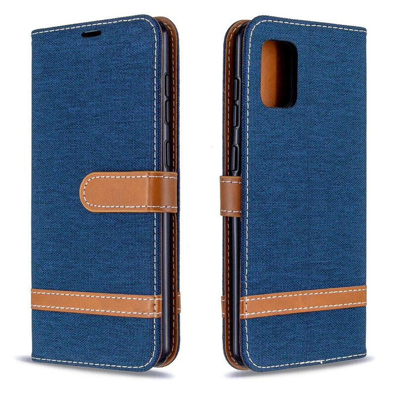 Samsung Galaxy A31 stof en leer effect case met riem