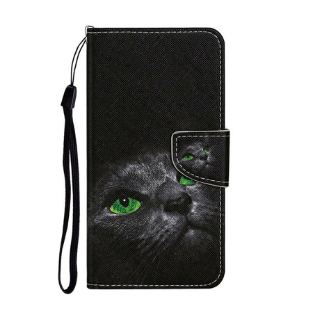 Samsung Galaxy A31 Green Eyes Cat Hoesje met Koord