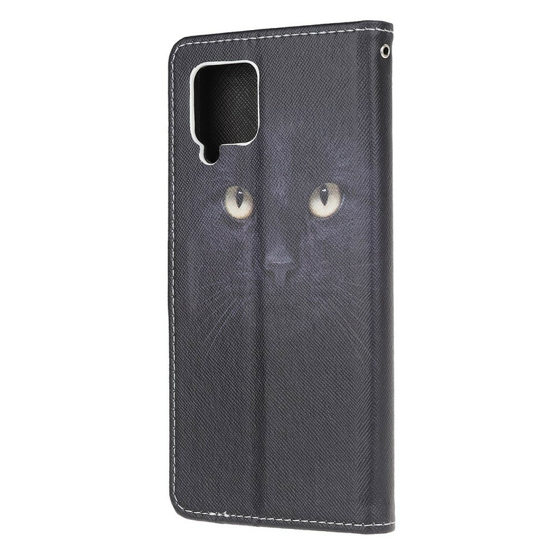 Samsung Galaxy A12 Zwarte Cat Eyes Strap Case