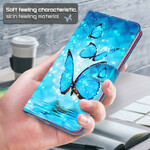 Samsung Galaxy A12 Hoesje Vliegende Blauwe Vlinders