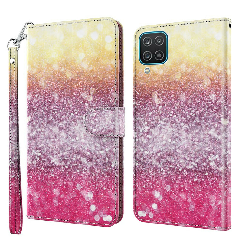 Samsung Galaxy A12 Gradient Glitter Hoesje Magenta's
