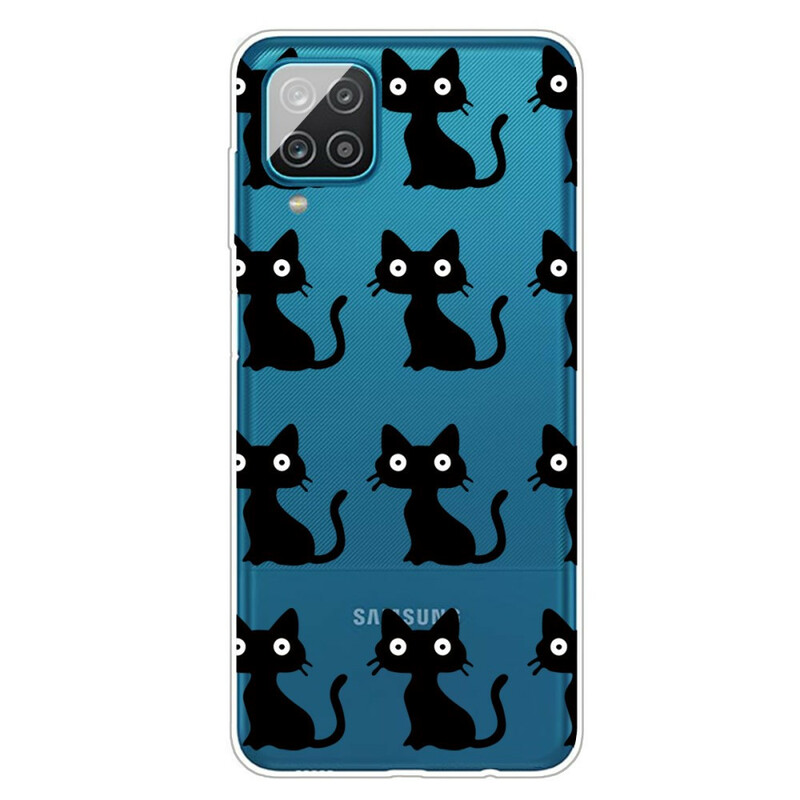 Samsung Galaxy A12 Hoesje Meerdere Zwarte Katten