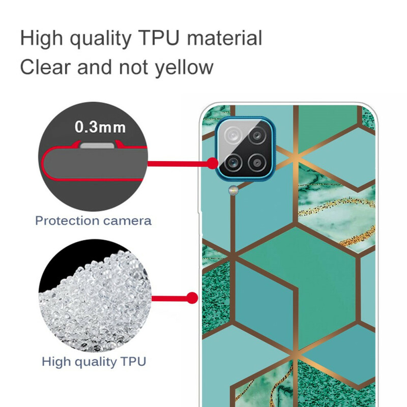 Samsung Galaxy A12 Geometrische Marmer Hoesje