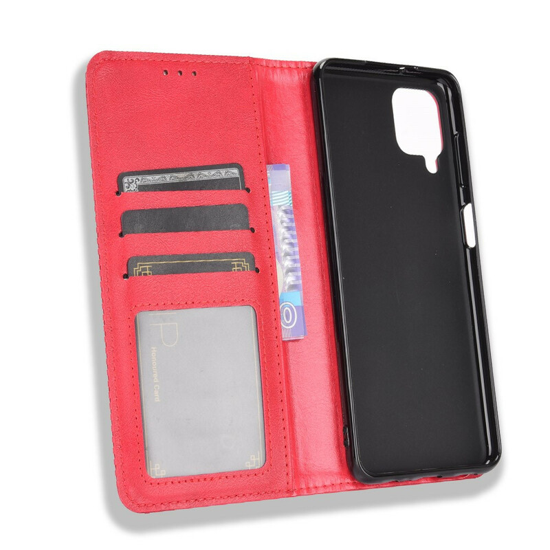 Flip cover Samsung Galaxy A12 leer effect vintage stijlvol