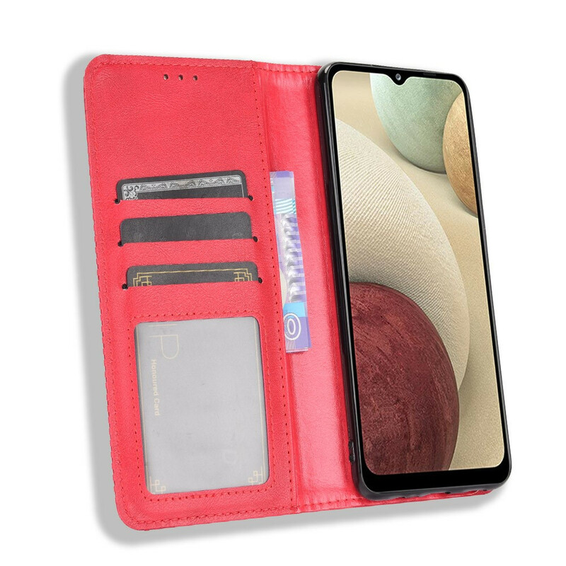 Flip cover Samsung Galaxy A12 leer effect vintage stijlvol