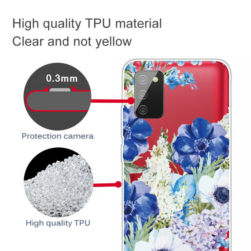 Samsung Galaxy A02s duidelijk aquarel bloem geval