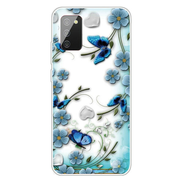 Samsung Galaxy A02s duidelijk geval vlinders en bloemen Retro