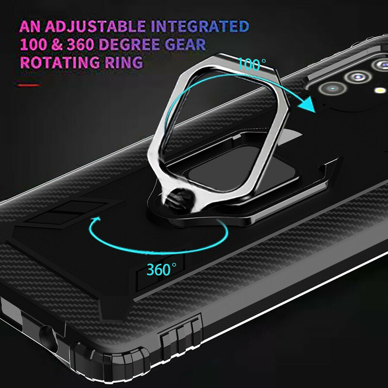 Samsung Galaxy M51 Ring en Koolstofvezel Hoesje