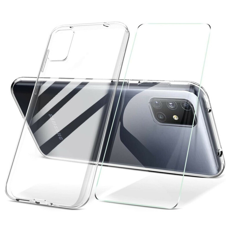 Samsung Galaxy M51 hoesje en gehard glas scherm