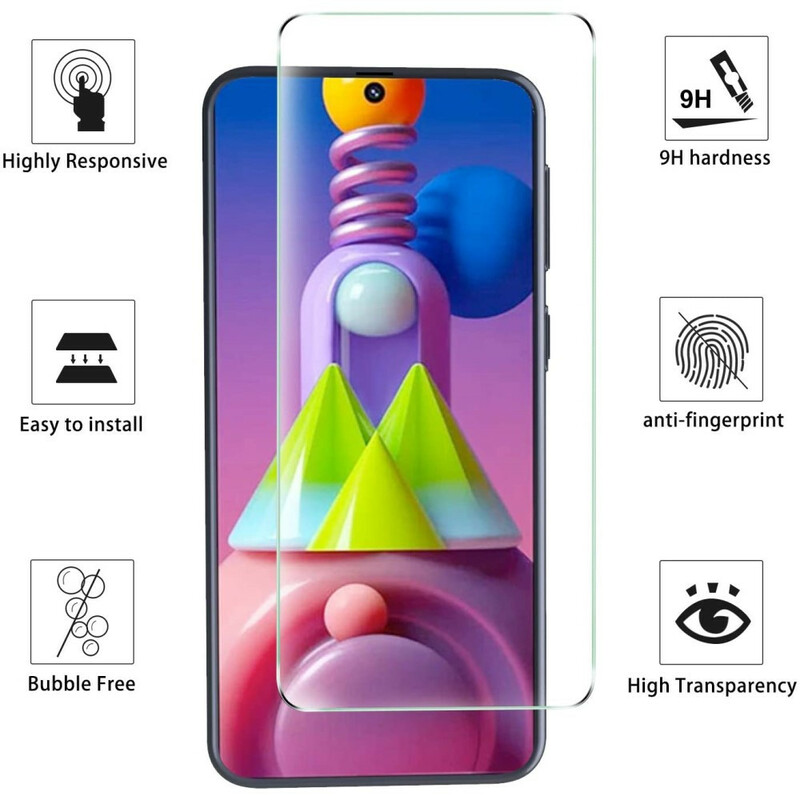 Samsung Galaxy M51 hoesje en gehard glas scherm
