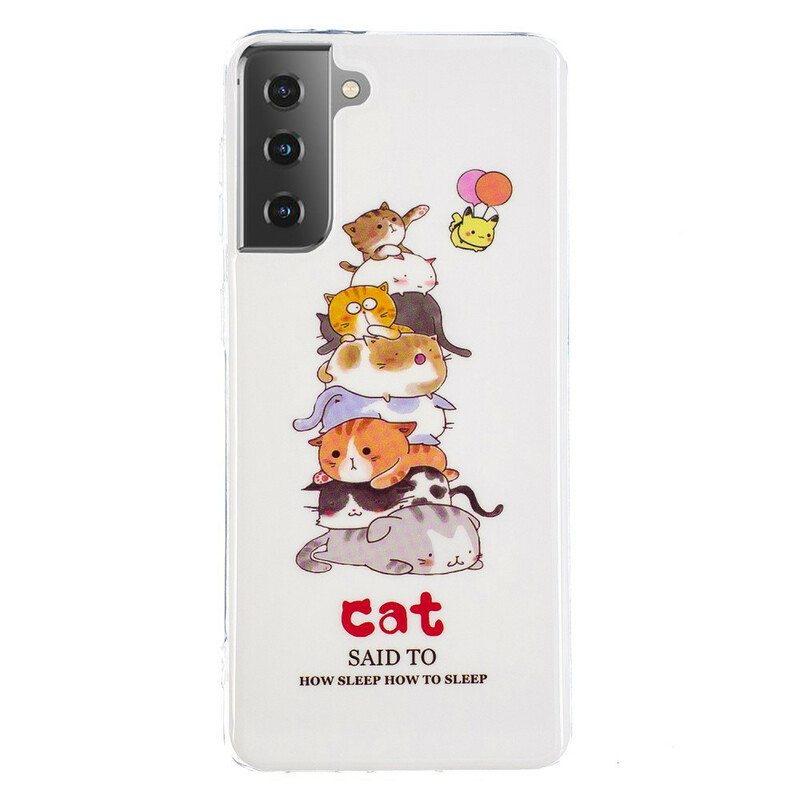 Samsung Galaxy S21 5G Katten Fluoriserend Hoesje