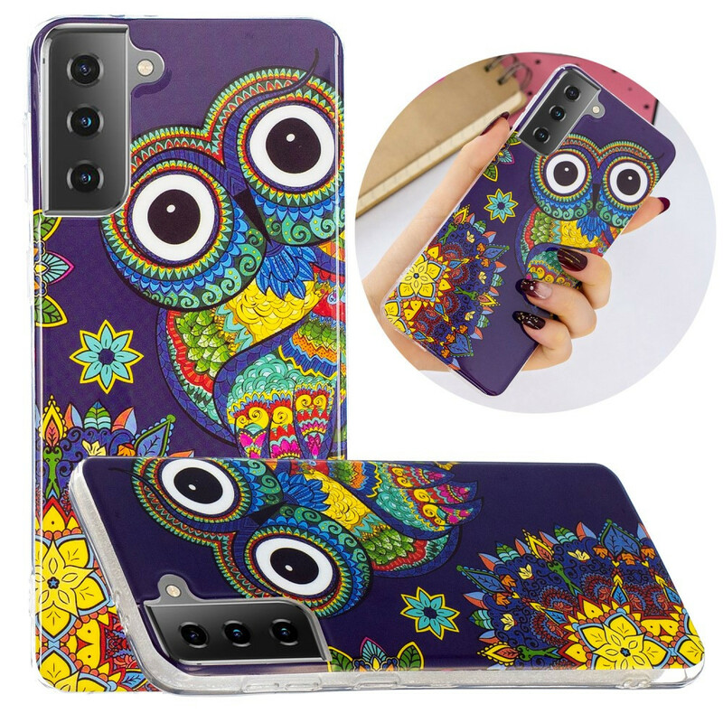 Samsung Galaxy S21 5G Uil Hoesje Fluorescerende Mandala